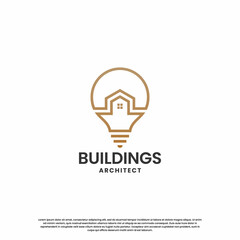 minimalist building logo design combine house with skyscraper