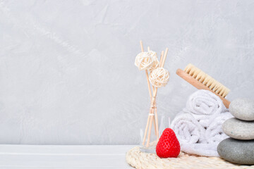 Spa treatments, massages. Background for Valentine's Day. There is a place for the text.