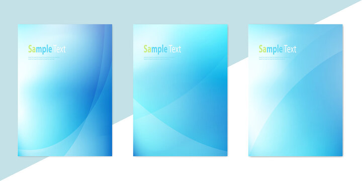 Abstract blue and white wave background vector set. Gradient vector banners, posters