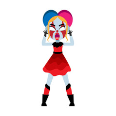 Isolated kid with a costume of evil clown Vector illustration