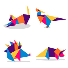 Fototapeta na wymiar Set animals origami. Animal origami vector. Abstract animals logo design. Animal origami. Vector illustration