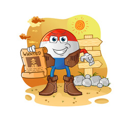 Naklejka premium dutch flag cowboy with wanted paper. cartoon mascot vector