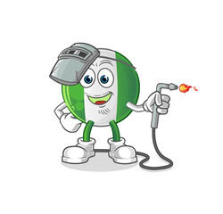 nigerian flag welder mascot. cartoon vector
