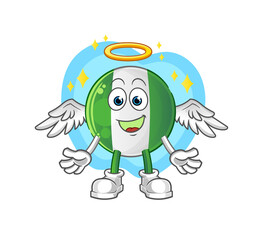 nigerian flag angel with wings vector. cartoon character