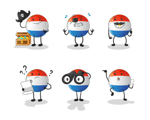 dutch flag Pirate group character. cartoon mascot vector