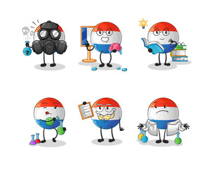 dutch flag scientist group character. cartoon mascot vector