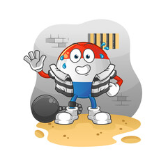 dutch flag criminal in jail. cartoon character