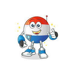 dutch flag robot character. cartoon mascot vector