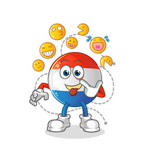 dutch flag laugh and mock character. cartoon mascot vector