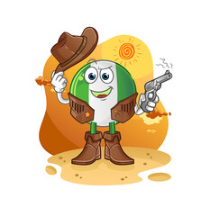 nigerian flag cowboy with gun character vector