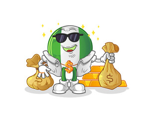 nigerian flag rich character. cartoon mascot vector
