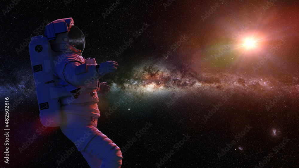 Wall mural astronaut in empty space background