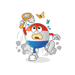 dutch flag catch butterfly illustration. character vector