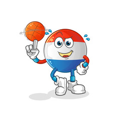 dutch flag playing basket ball mascot. cartoon vector