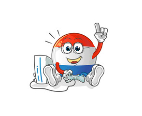 Obraz premium dutch flag playing video games. cartoon character