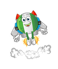 nigerian flag with jetpack mascot. cartoon vector