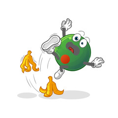 bangladesh flag slipped on banana. cartoon mascot vector