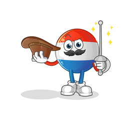 dutch flag fencer character. cartoon mascot vector