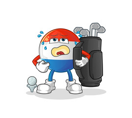 Obraz premium dutch flag with golf equipment. cartoon mascot vector