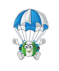 nigerian flag skydiving character. cartoon mascot vector
