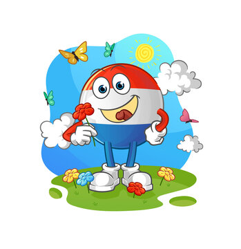 dutch flag pick flowers in spring. character vector