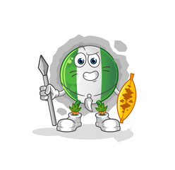 nigerian flag african tribal fighter mascot. cartoon vector