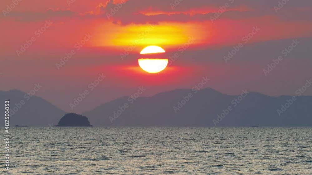 Wall mural beautiful landscape with sunset over sea, krabi, thailand, 4k
