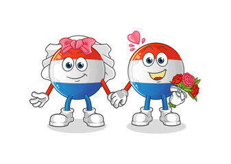 dutch flag wedding cartoon. cartoon mascot vector