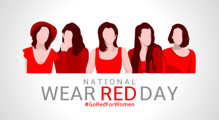 National Wear Red Day theme. Vector illustration. Suitable for Poster, Banners, campaign and greeting card. 