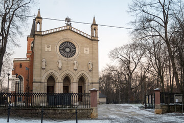 Fototapeta St. Martin of Tours in Krzeszowice, designed by Karol Percier, Leonard Fontaine and Karol Fryderyk Schinkel.  obraz