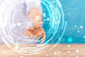 Global network. Blockchain. 3D illustration. Neural networks and artificial intelligence. Abstract