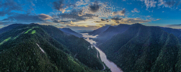 Aerial panorama of amazon rainforest in Tarapoto/Peru - obrazy, fototapety, plakaty
