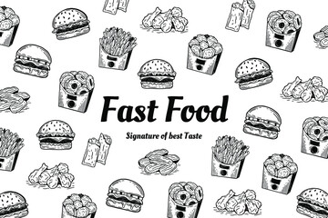 Hand Drawn Fast Food Background illustration