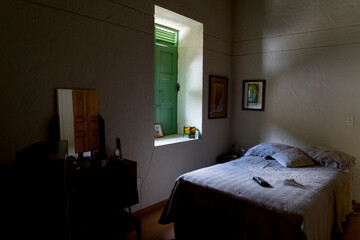 interior of a bedroom in colombian town