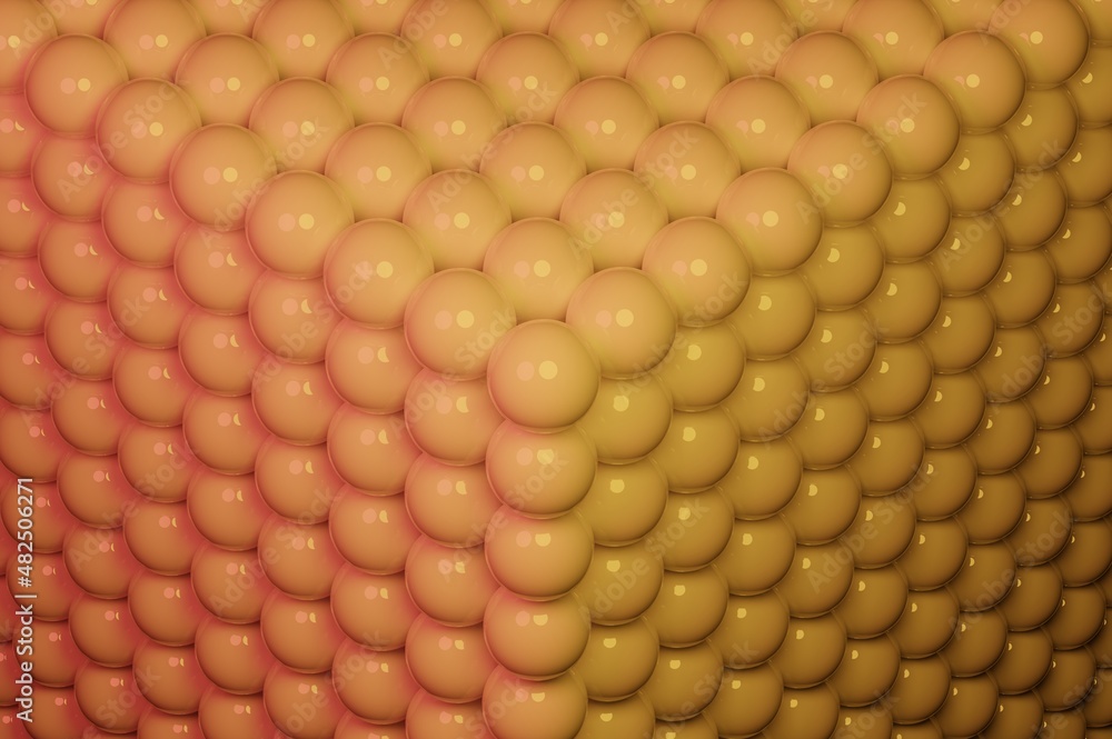 Poster colorful sphere 3d orange yellow blue ball pattern with rubber texture with reflections. abstract ar