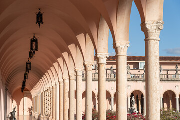 Sarasota, Florida, USA - January 11, 2022: The Ringling museum of Art Courtyard in Sarasota, Florida, USA. The Ringling is the State Art Museum of Florida. 