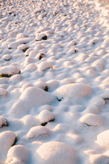 Obraz premium Snow covered rocks texture, bumpy soft snow texture