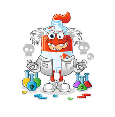 watercolor tube mad scientist illustration. character vector