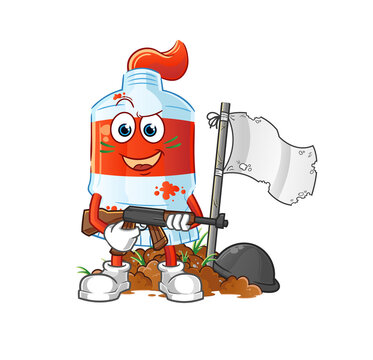 watercolor tube army character. cartoon mascot vector
