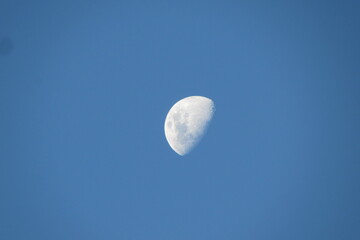 crescent moon in the blue sky
