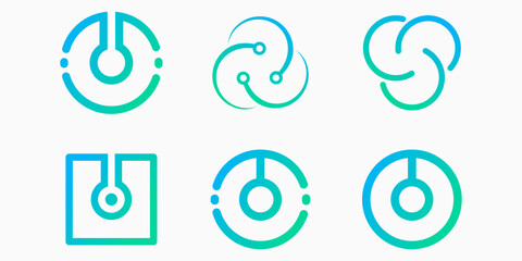 trinity tech logo icon set. technology vector illustration - obrazy, fototapety, plakaty