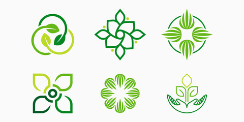 leaf logo icon set. marijuana or cannabis vector illustration