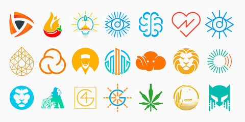 collection minimalist logo icon set. simple design vector illustration.