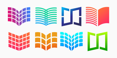 book logo icon set. digital book vector illustration