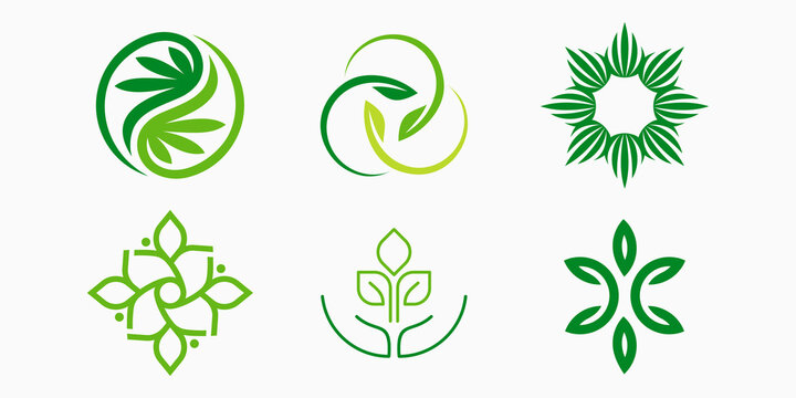 leaf logo icon set. marijuana or cannabis vector illustration