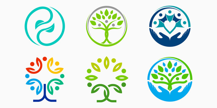 human tree logo design environmentally friendly people. vector illustration