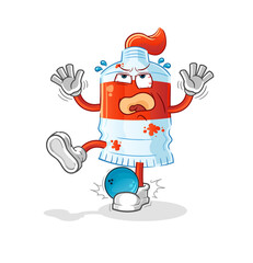 watercolor tube hiten by bowling cartoon. cartoon mascot vector