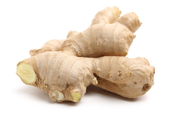 fresh ginger on white background