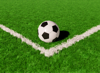 Soccer ball on grass field stadium