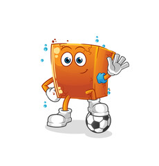 brick playing soccer illustration. character vector